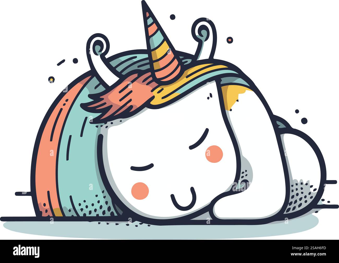 Illustration vectorielle mignonne licorne doodle. Style dessin animé dessiné à la main. Illustration de Vecteur