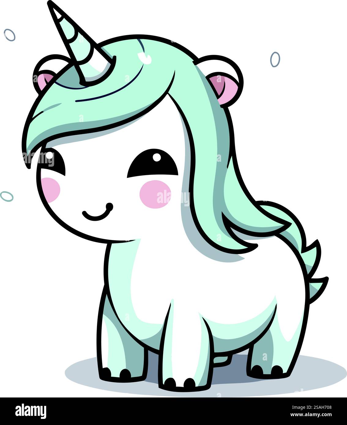 Mignon dessin animé de licorne isolé sur un fond blanc. Illustration vectorielle. Illustration de Vecteur