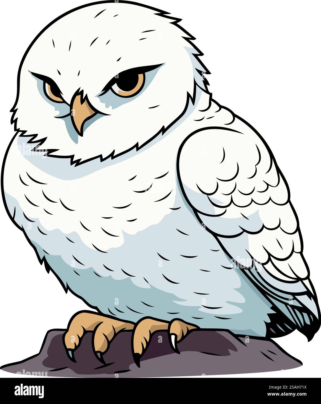 Illustration d'un chouette blanc mignon sur un rocher. Illustration vectorielle. Illustration de Vecteur