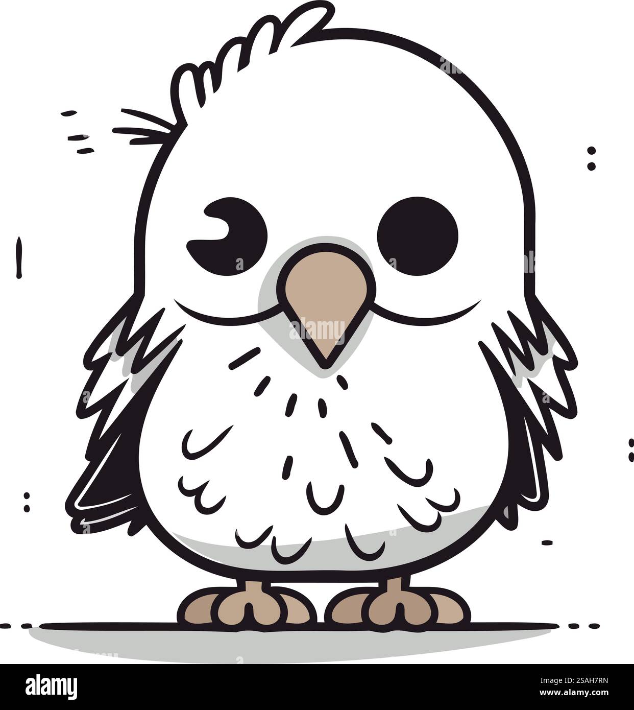 Hibou oiseau dessin animé icône illustration vectorielle conception graphique en noir et blanc Illustration de Vecteur