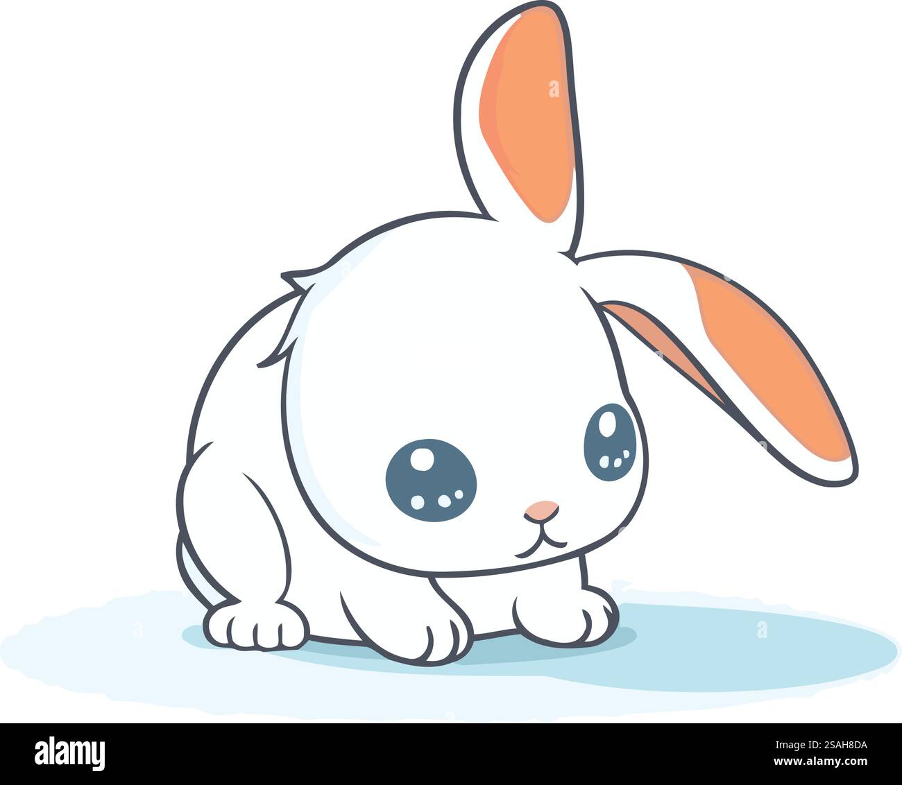 Mignon lapin de dessin animé. Illustration vectorielle isolée sur fond blanc. Illustration de Vecteur
