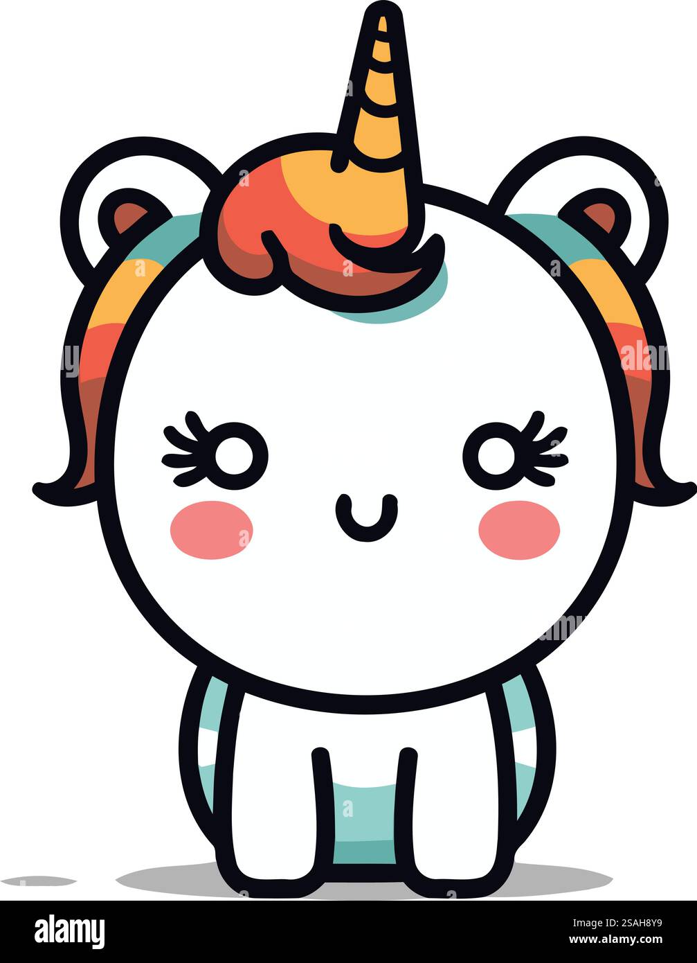 Mignon Unicorn Cartoon Mascot Illustration vectorielle de personnage. Isolé sur fond blanc. Illustration de Vecteur