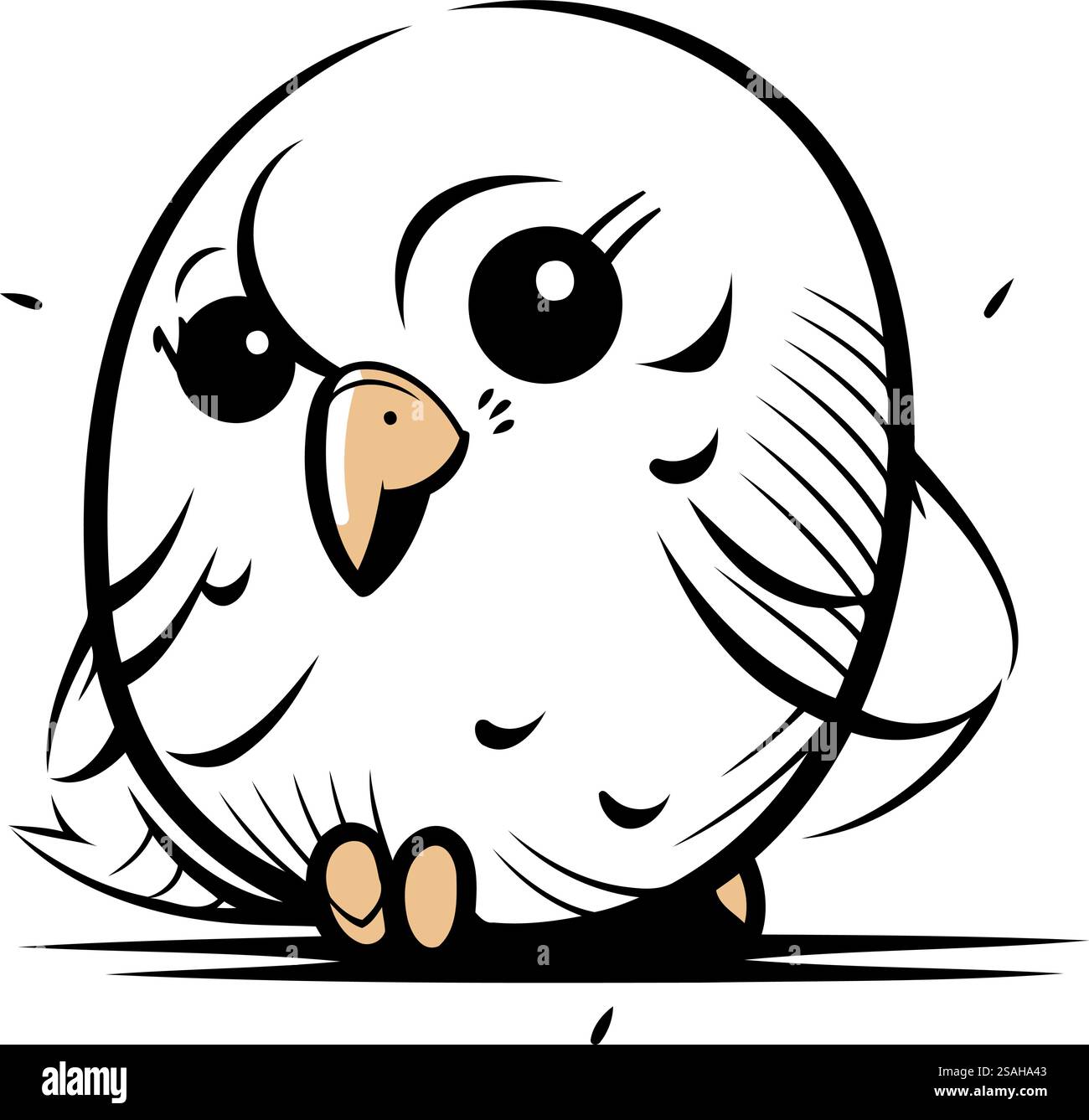 Illustration d'un chouette de bande dessinée mignon isolé sur un fond blanc. Illustration de Vecteur