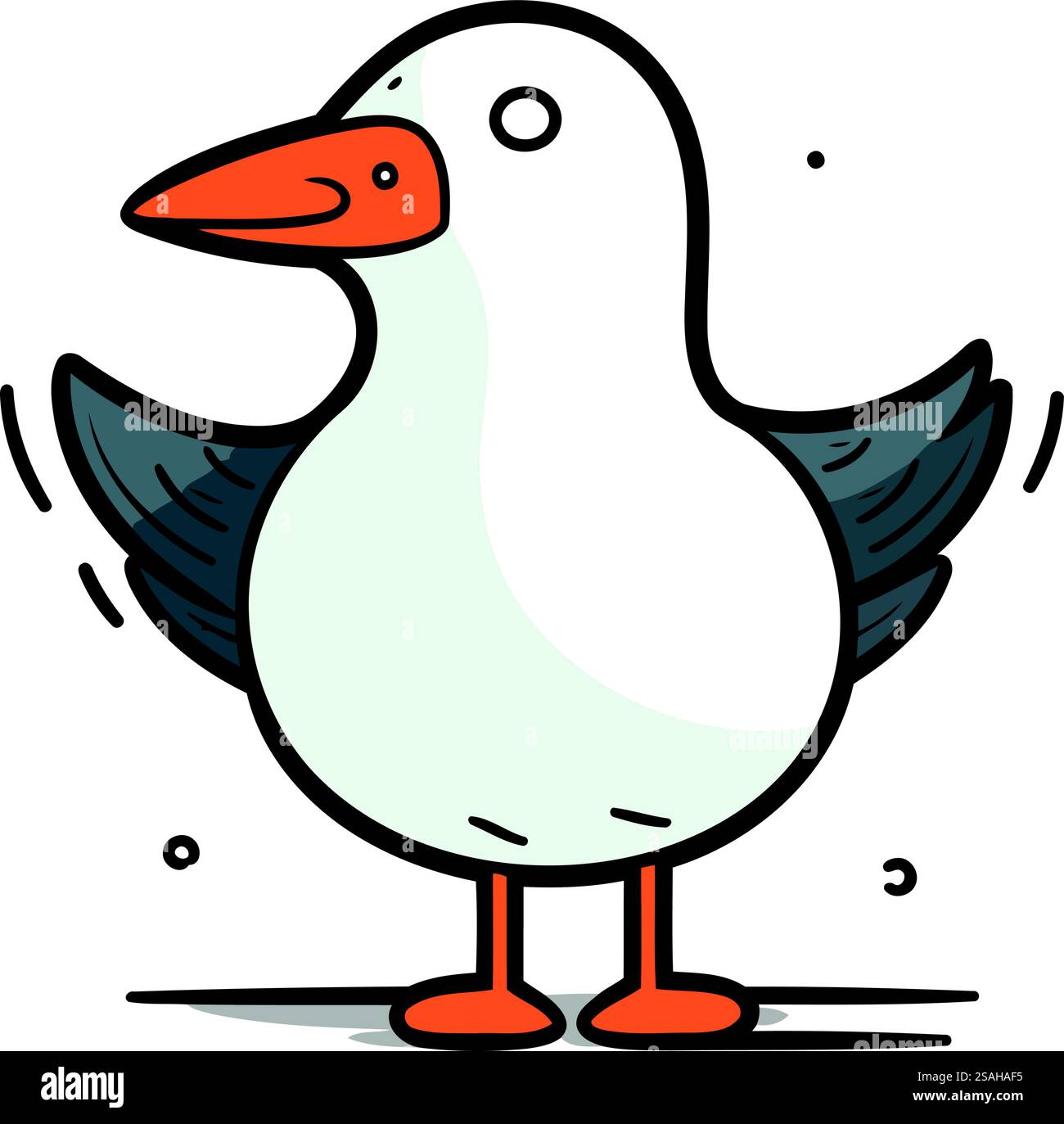 Illustration vectorielle d'une mouette de bande dessinée debout sur une jambe. Illustration de Vecteur