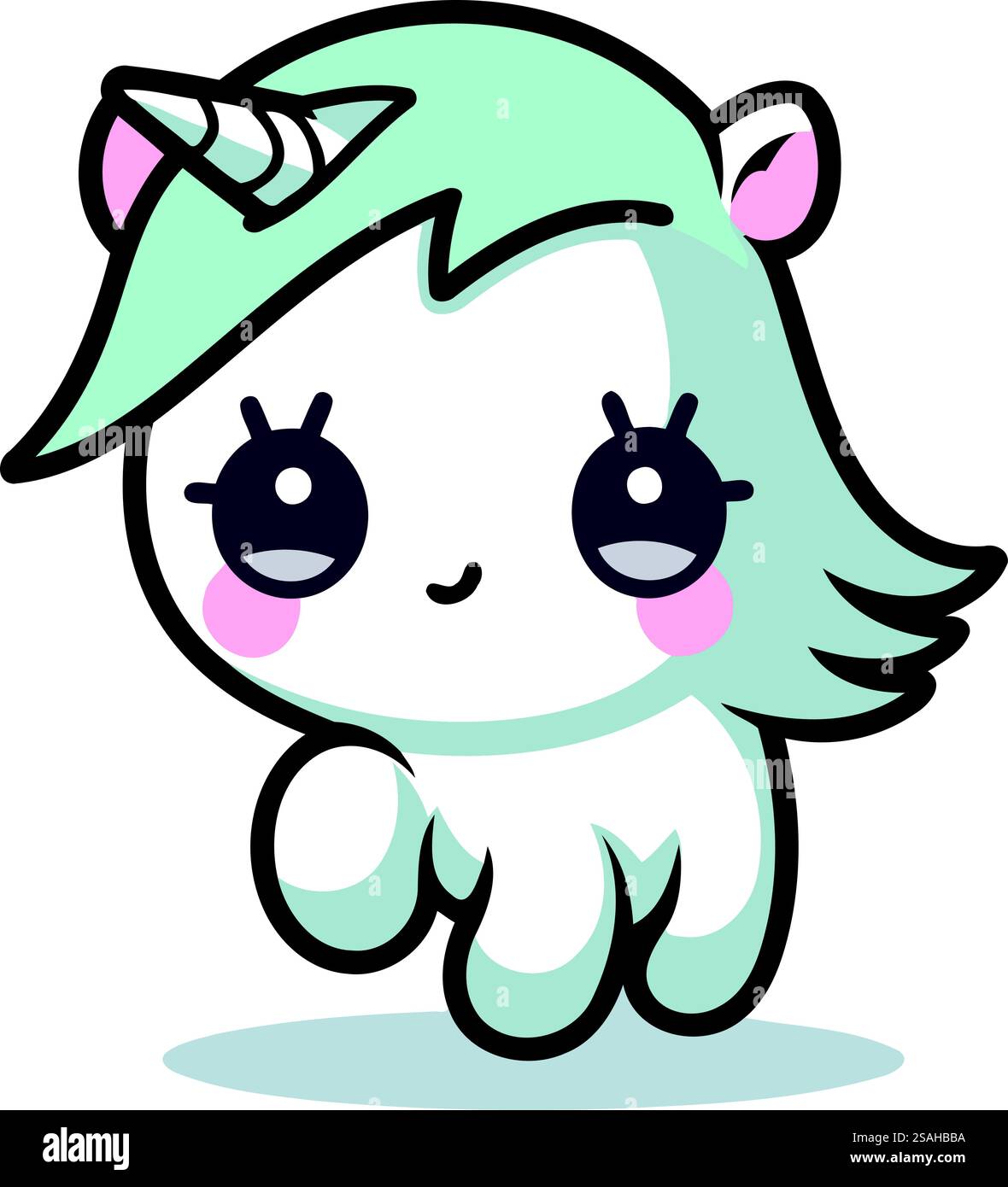 Mignon dessin animé licorne. Illustration vectorielle isolée sur fond blanc. Illustration de Vecteur