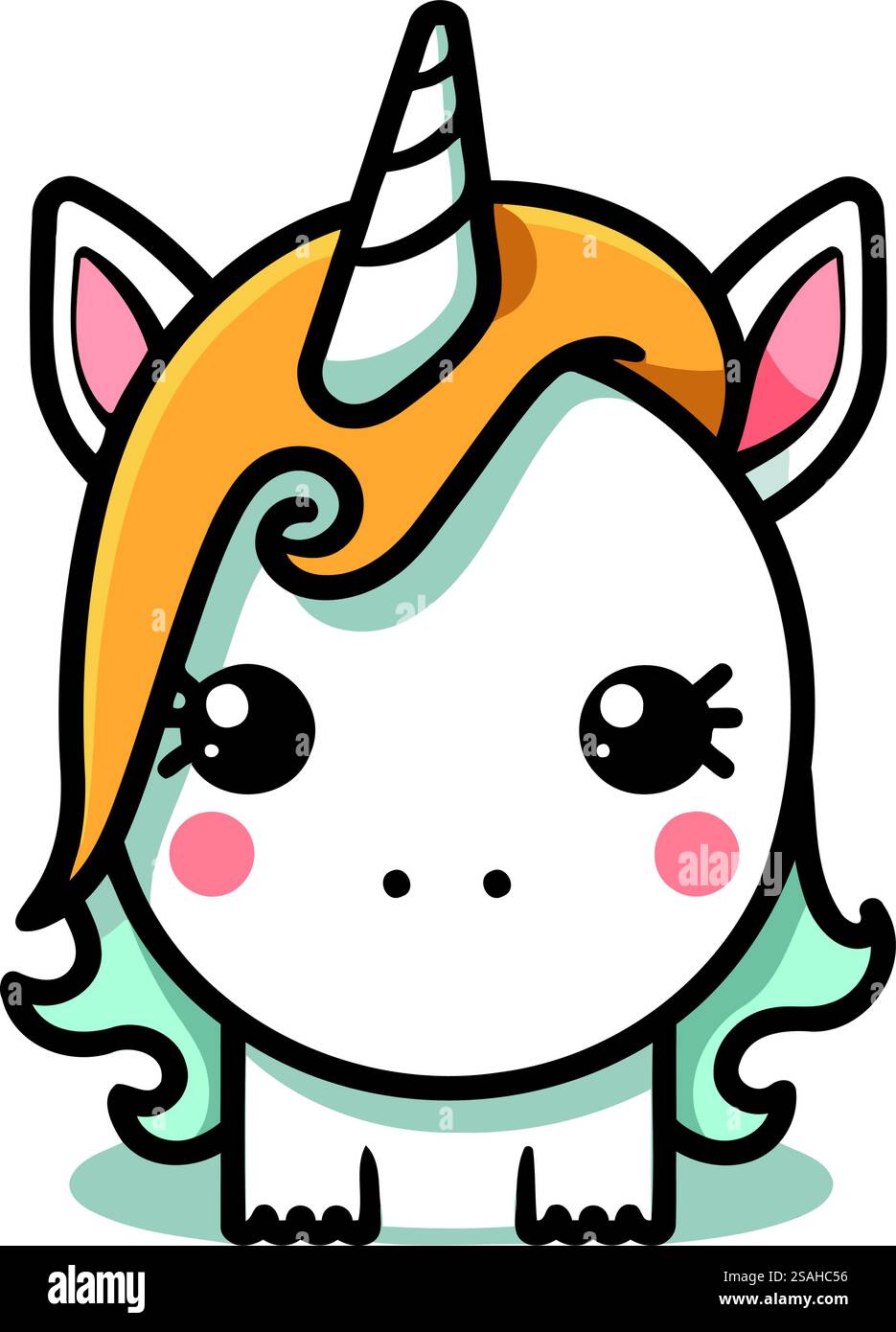 Jolie licorne. Illustration vectorielle dans le style de bande dessinée. Isolé sur fond blanc. Illustration de Vecteur