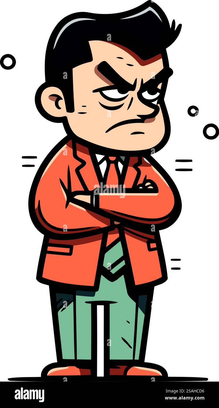 Personnage de dessin animé homme en colère. Illustration vectorielle dans le style dessin au trait. Illustration de Vecteur