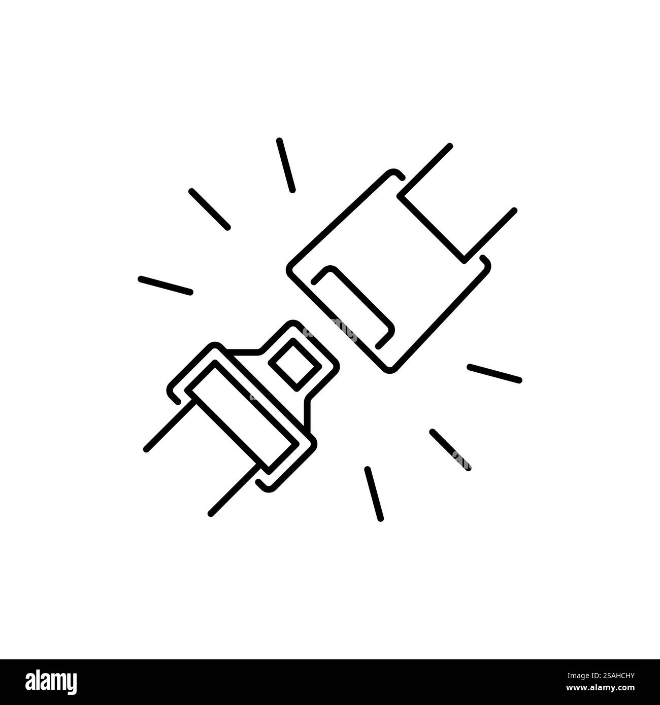 Icône de ligne de ceinture de sécurité. Style de contour simple. Ceinture de sécurité, sécurité, voiture, attacher, boucle, linéaire, logo, plan, concept de précaution. Illustration vectorielle isoler Illustration de Vecteur