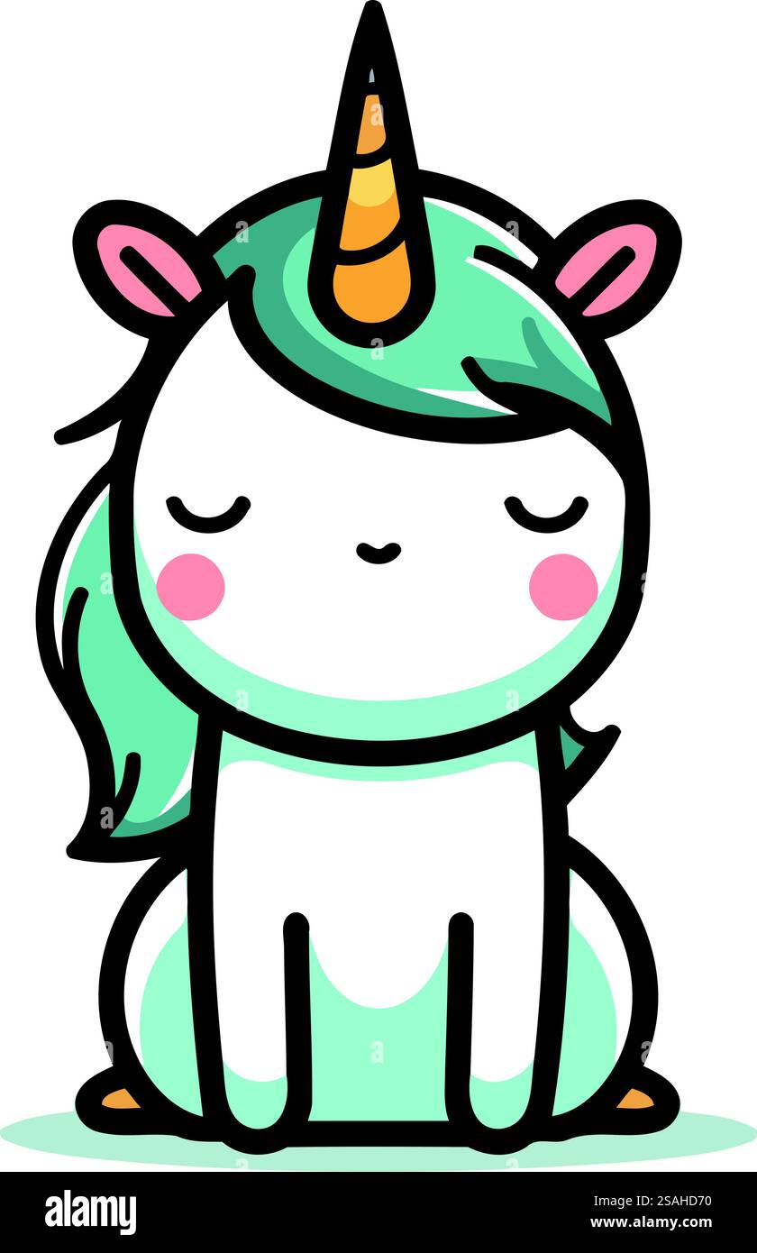 Mignon dessin animé licorne. Illustration vectorielle isolée sur fond blanc. Illustration de Vecteur