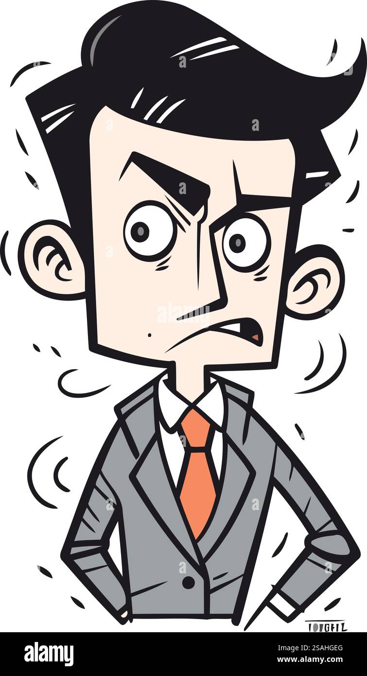 Homme d'affaires en colère. Illustration vectorielle d'un homme dans un costume. Illustration de Vecteur