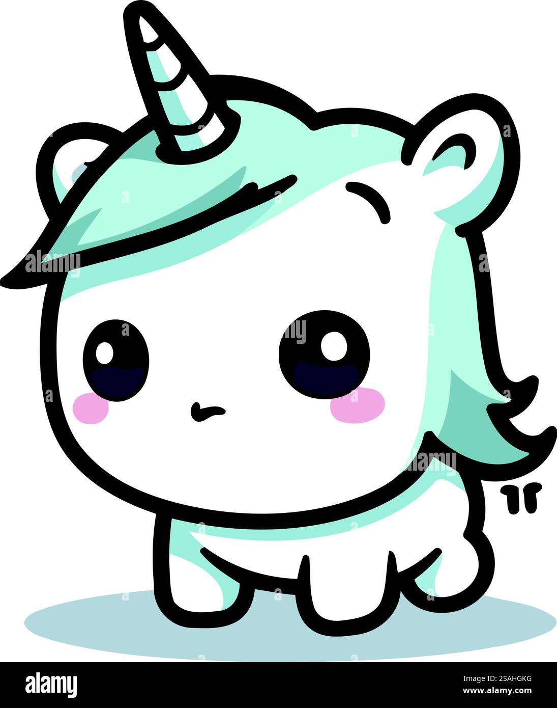 Mignon personnage de mascotte de dessin animé de Unicorn. Illustration vectorielle. Illustration de Vecteur