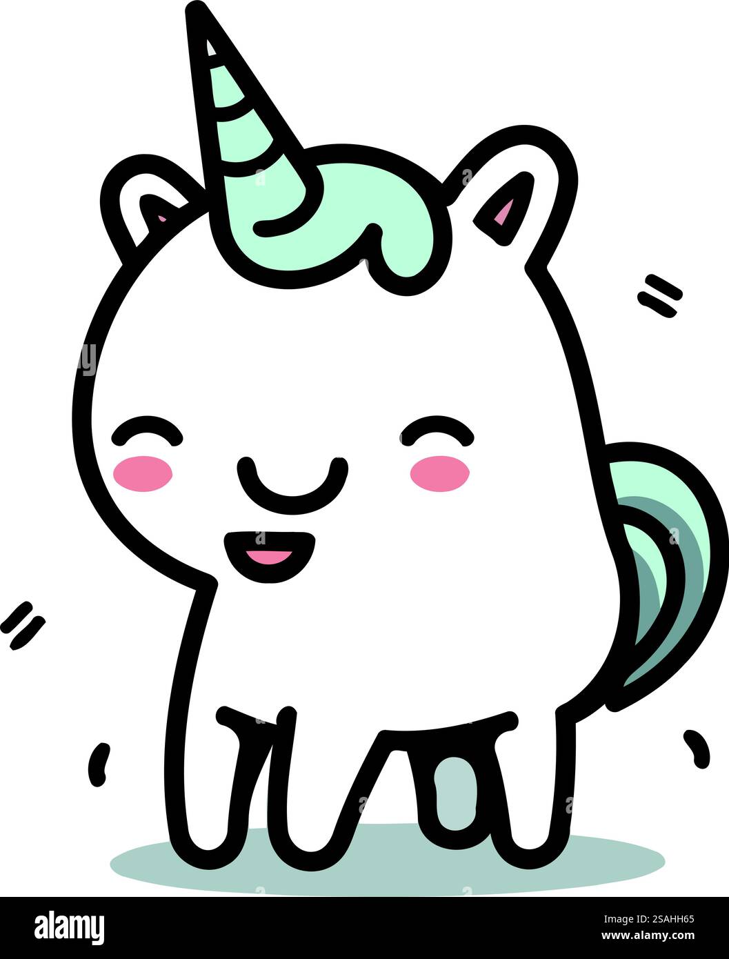 Personnage de licorne mignon. Illustration vectorielle. Isolé sur fond blanc. Illustration de Vecteur