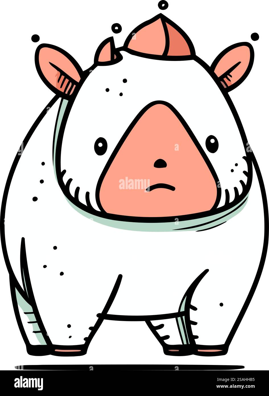 Mignon rhinocéros de dessin animé. Illustration vectorielle d'animal. Illustration de Vecteur