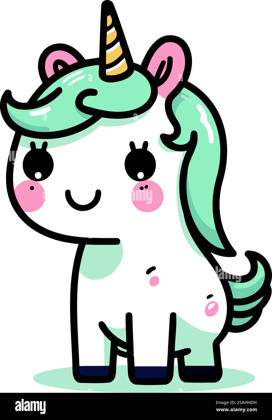 licorne mignon isolé sur fond blanc. Illustration vectorielle. Style dessin animé. Illustration de Vecteur