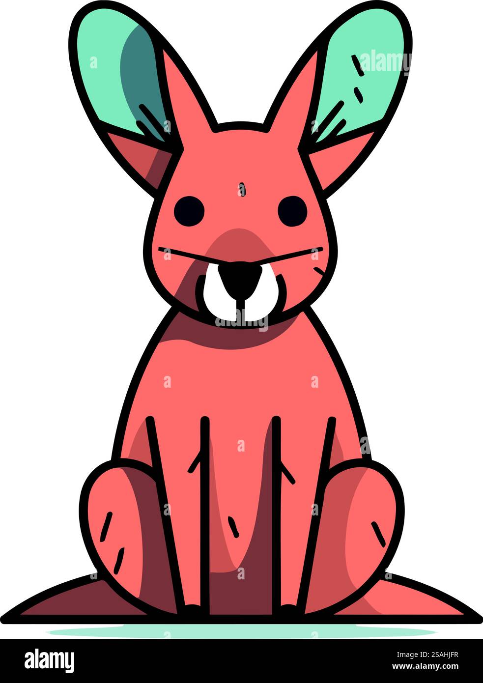 Mignon kangourou assis. Illustration vectorielle dans le style plat. Illustration de Vecteur