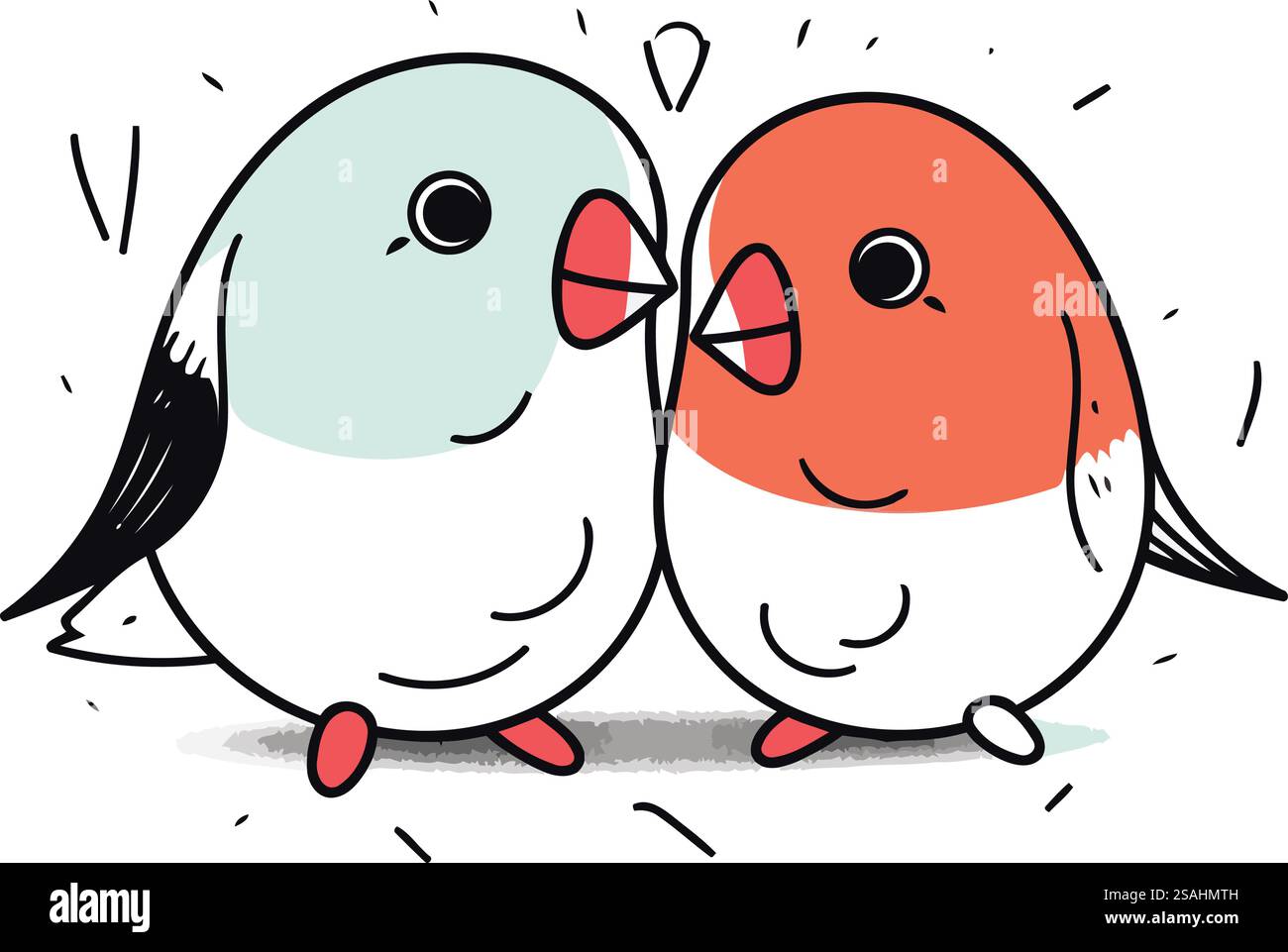 Mignon couple de bullfinches dans l'amour. Illustration vectorielle. Illustration de Vecteur