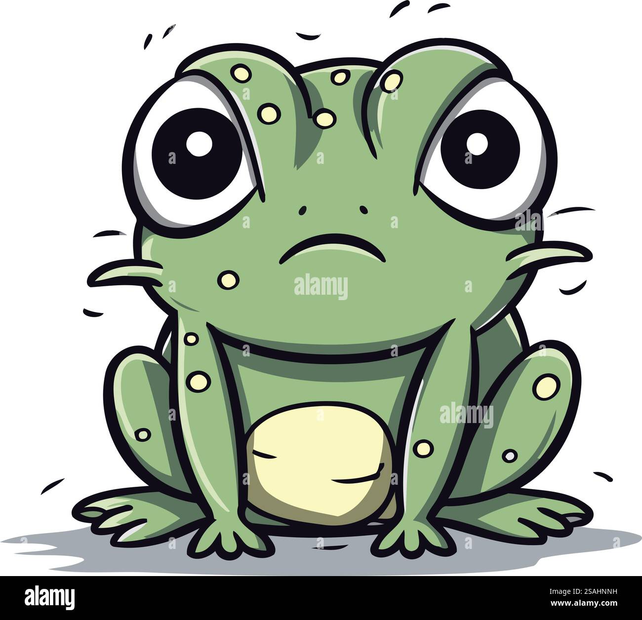 Personnage de mascotte de dessin animé de grenouille avec l'illustration vectorielle de visage triste Illustration de Vecteur