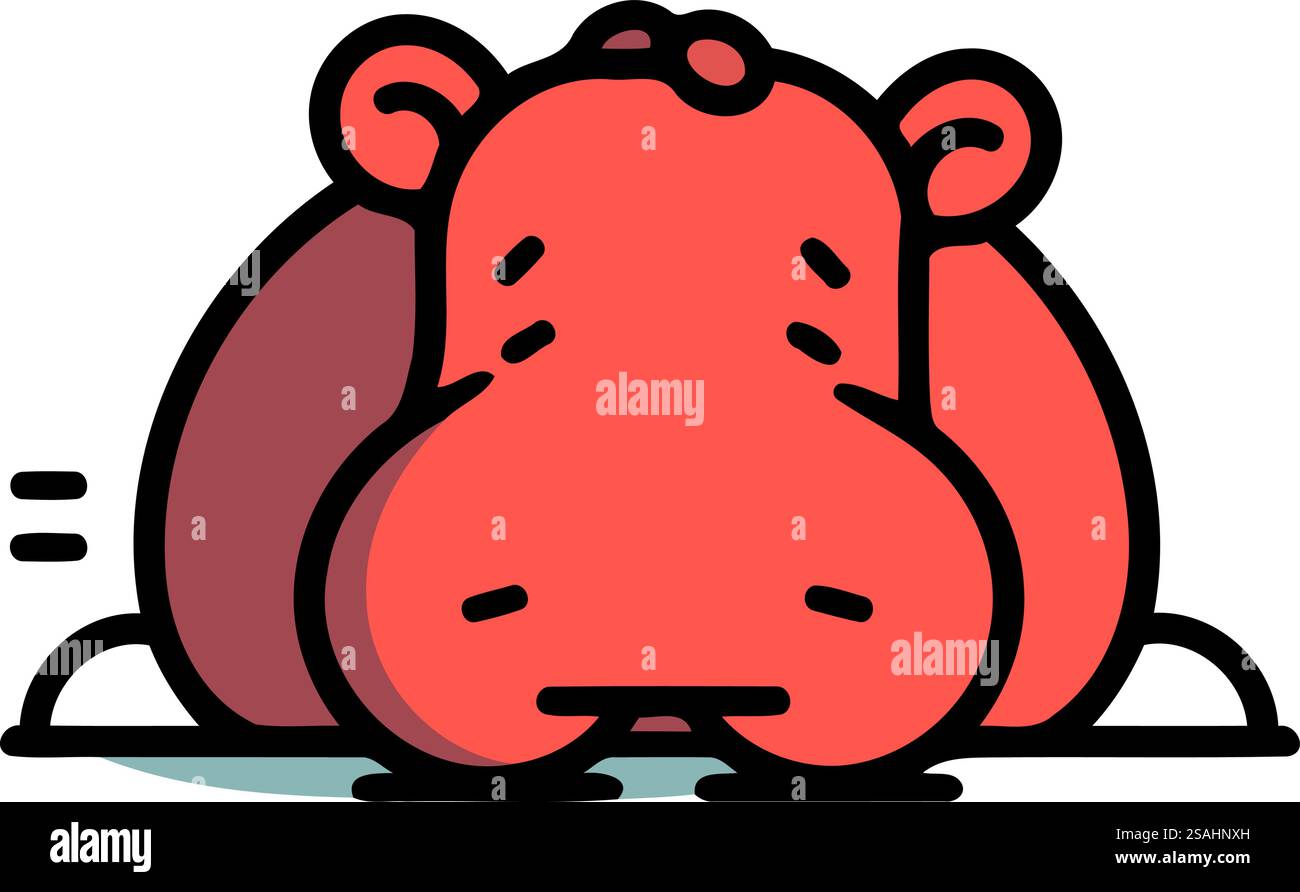 Icône de couleur plate hippopotame. Illustration vectorielle isolée. Illustration de Vecteur