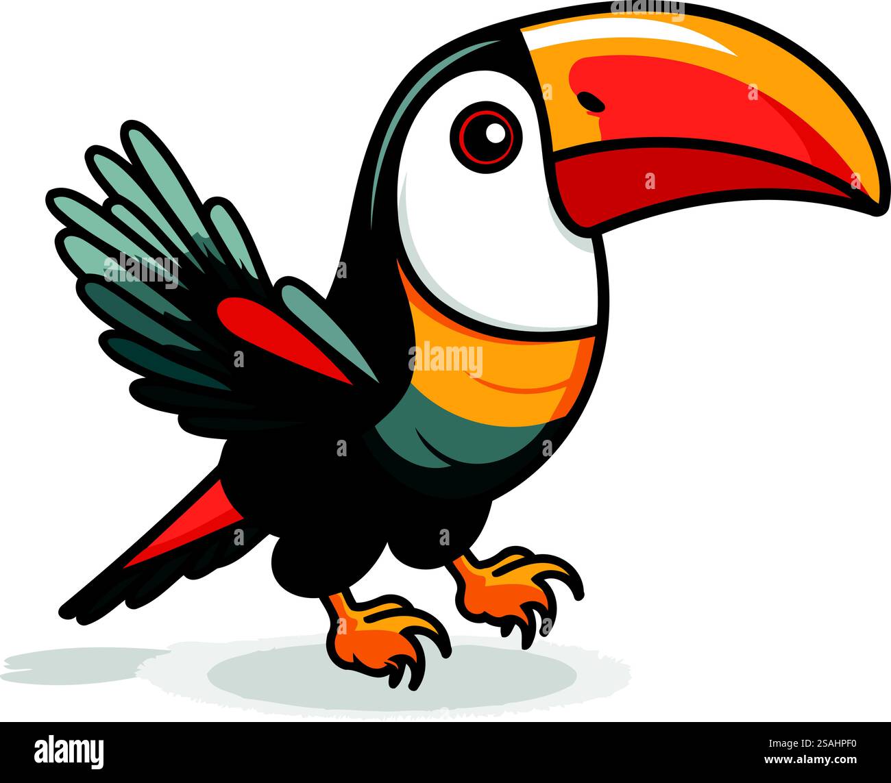 Mascotte de dessin animé d'oiseau Toucan isolée sur fond blanc illustration vectorielle. Illustration de Vecteur