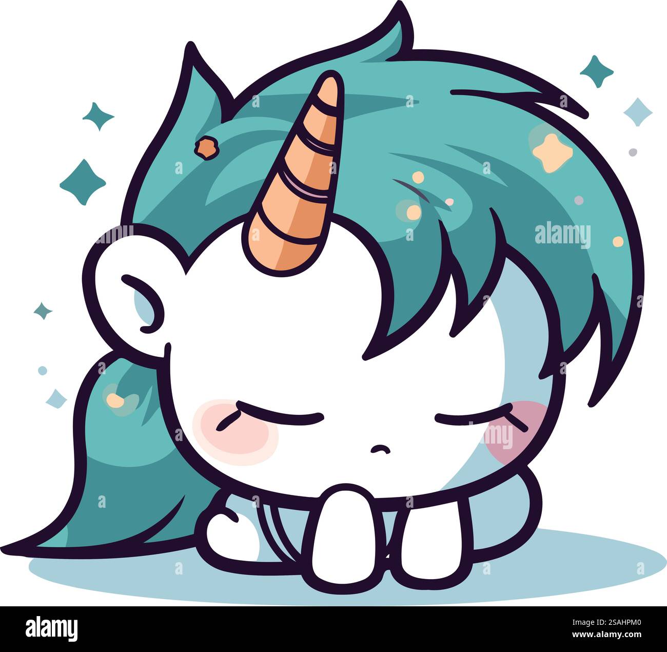 Mignon dessin animé licorne. Illustration vectorielle. Isolé sur fond blanc. Illustration de Vecteur