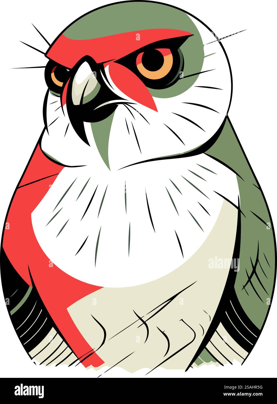 Illustration vectorielle d'un hibou rouge et blanc sur un fond blanc. Illustration de Vecteur