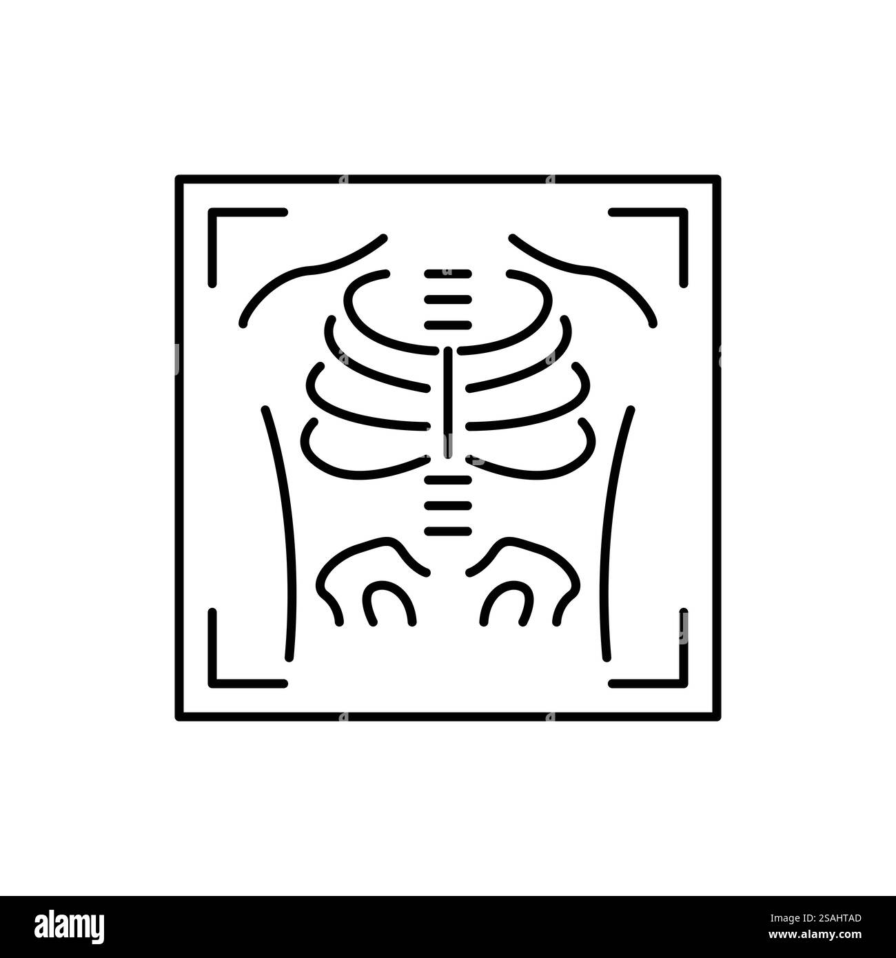 Icône de ligne de rayons X. Style de contour simple. Radiologie, thorax, scanner, médical, squelette, os, technologie, concept médical. Illustration vectorielle isolée sur w Illustration de Vecteur