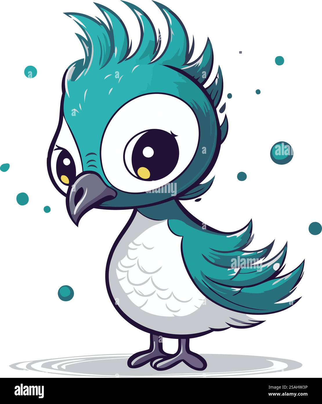 Mignon perroquet bleu de dessin animé sur fond blanc. Illustration vectorielle. Illustration de Vecteur