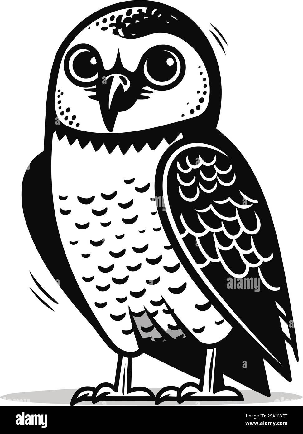Hibou. illustration vectorielle en noir et blanc isolée sur fond blanc. Illustration de Vecteur