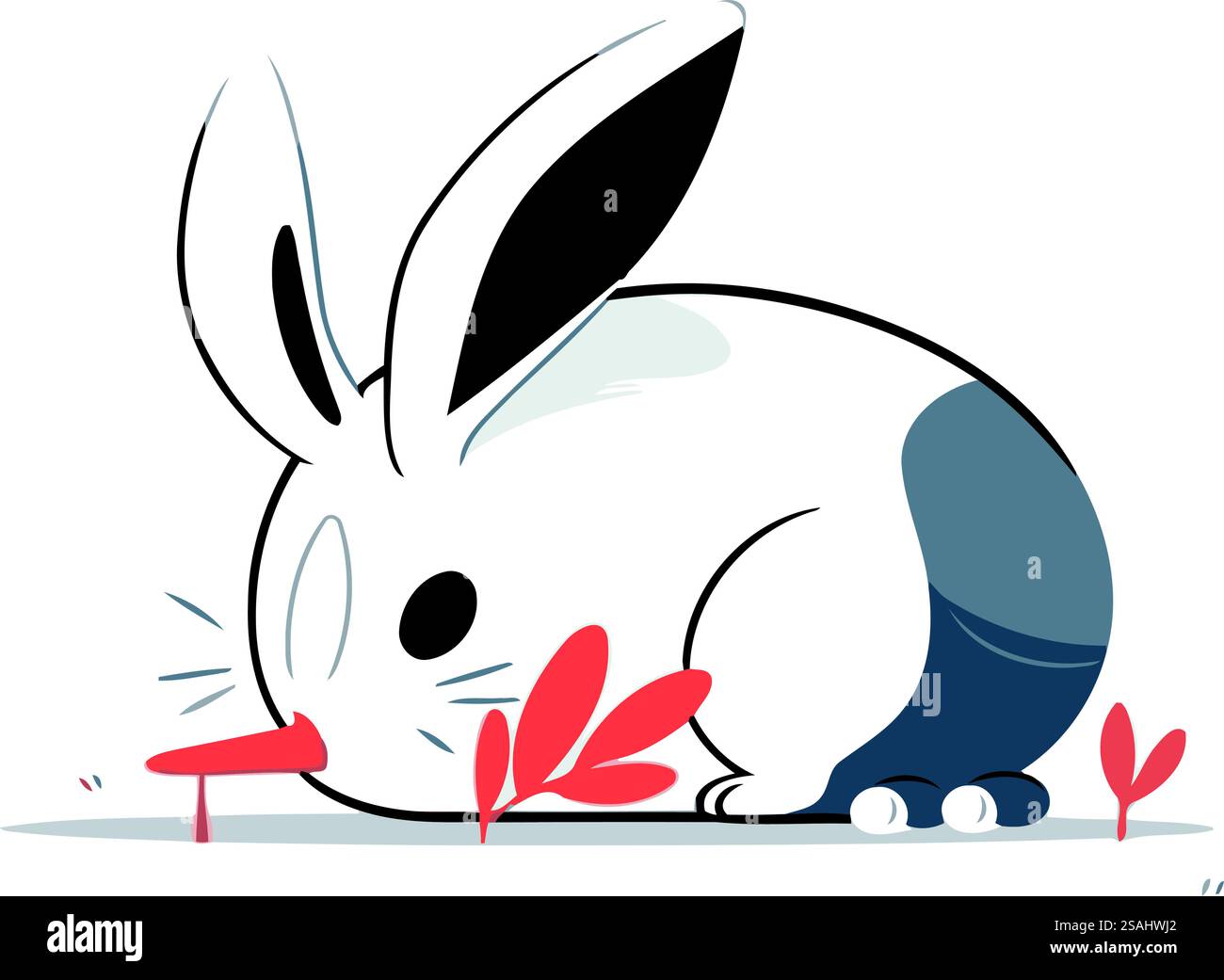 Mignon lapin de dessin animé. Illustration vectorielle isolée sur fond blanc. Illustration de Vecteur