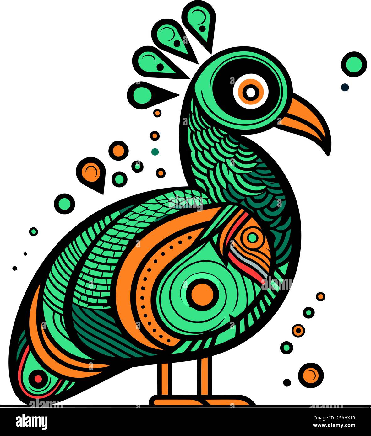 Peacock. Illustration vectorielle dessinée à la main. Coloriage. Illustration de Vecteur