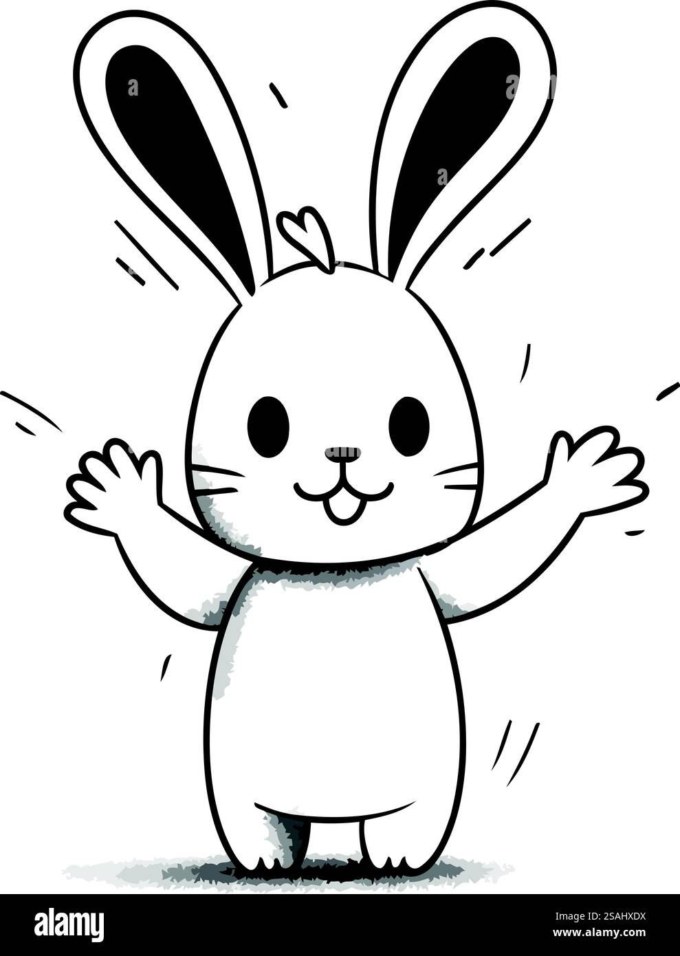 Lapin à bras ouverts. Illustration vectorielle d'un lapin de bande dessinée. Illustration de Vecteur