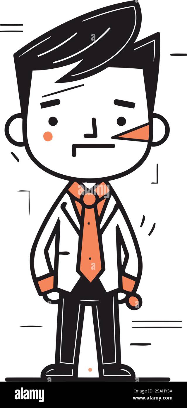 Homme d'affaires de dessin animé debout et regardant quelque chose. Illustration vectorielle. Illustration de Vecteur