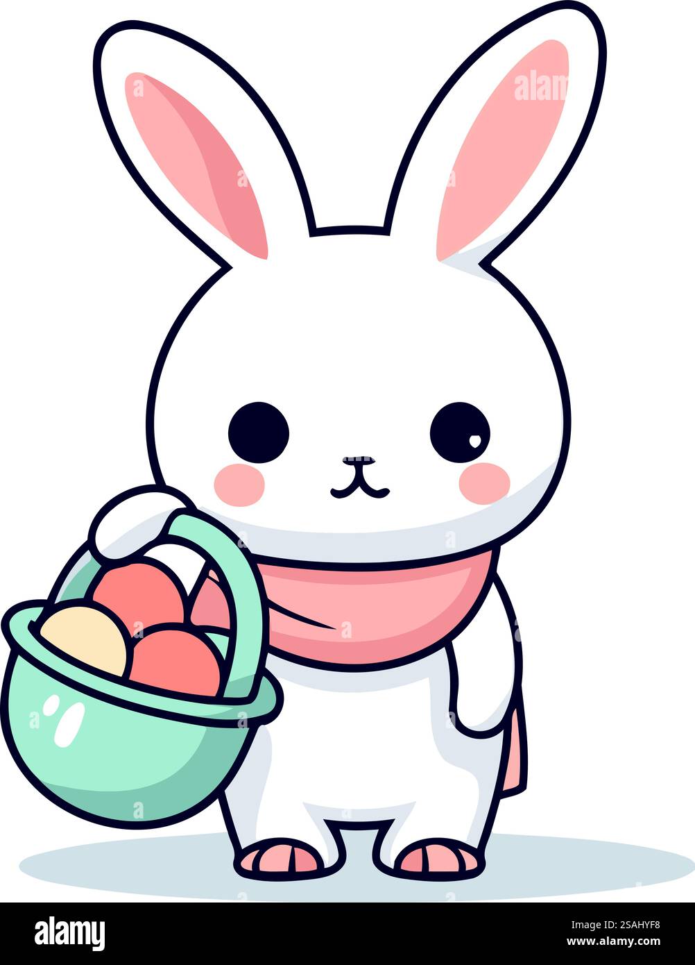 Lapin avec oeuf. Personnage de dessin animé mignon. Illustration vectorielle. Illustration de Vecteur