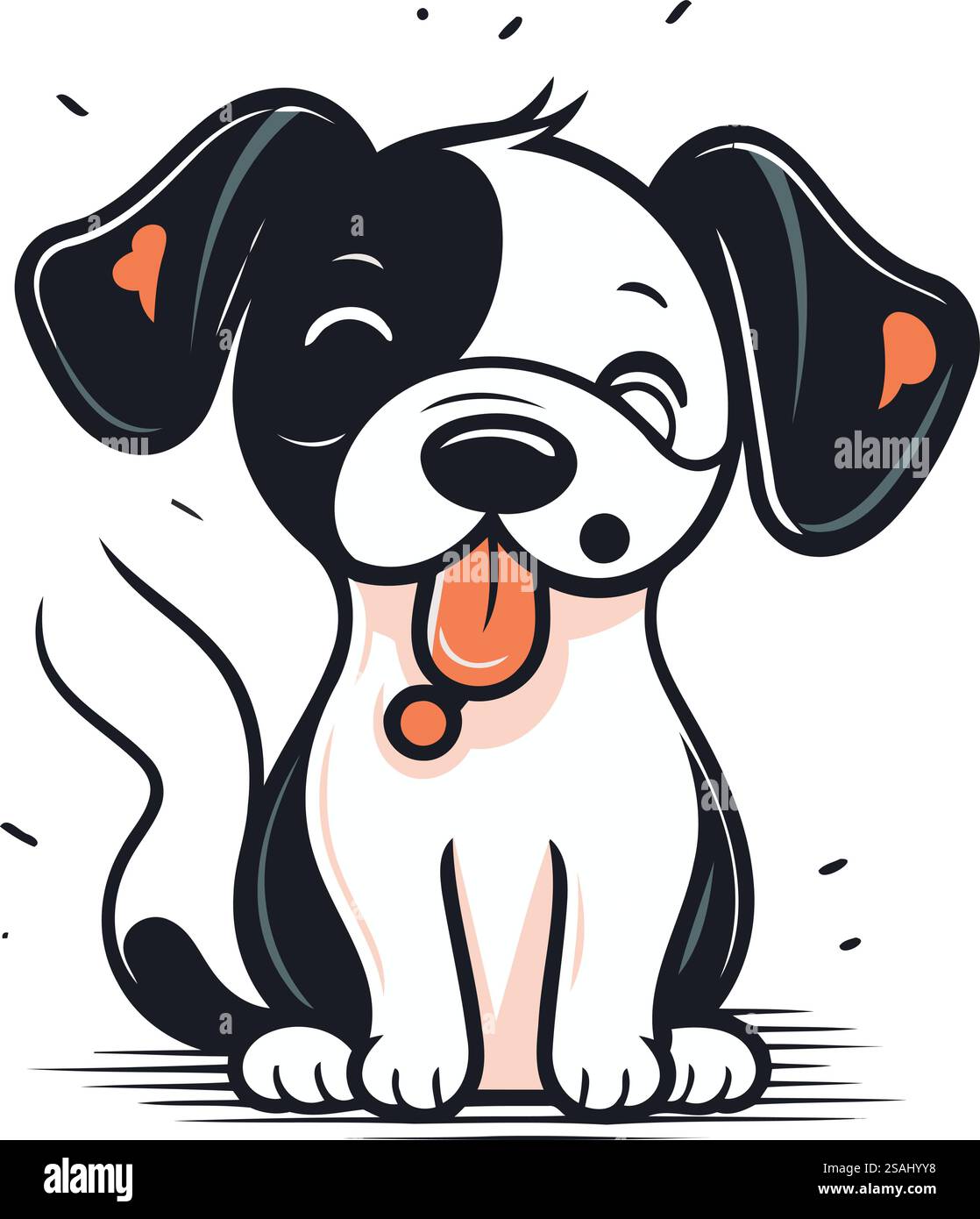 Mignon chien de dessin animé. Illustration vectorielle. Couleur noir et blanc. Illustration de Vecteur