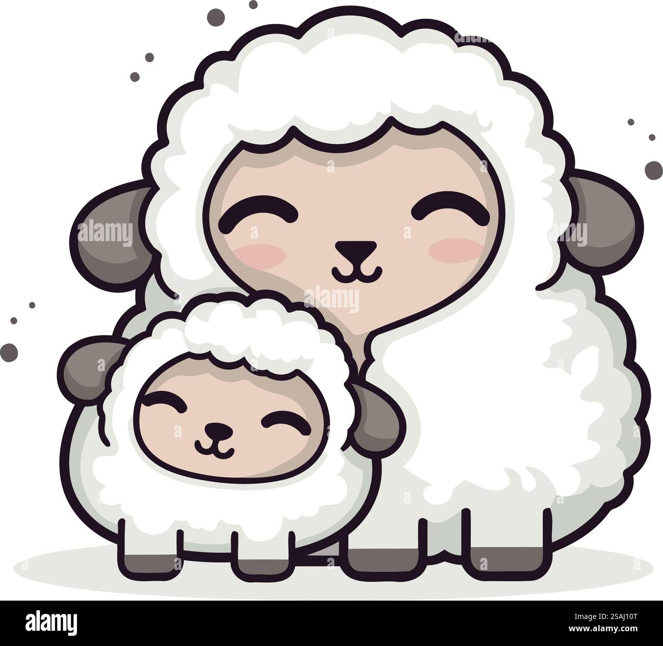 Mouton mignon avec bébé. Illustration vectorielle d'un mouton mignon. Illustration de Vecteur