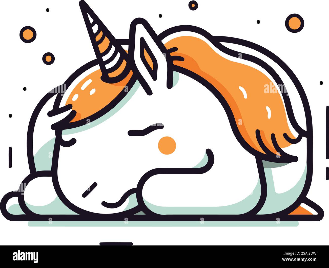 Illustration vectorielle mignonne licorne doodle. Isolé sur fond blanc. Illustration de Vecteur