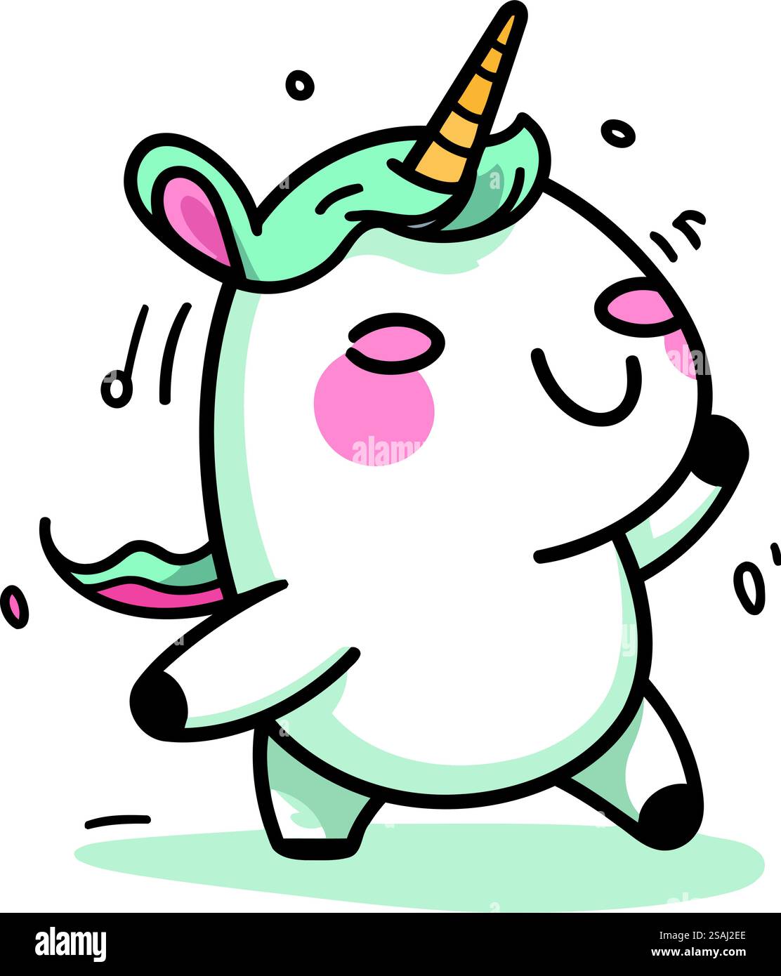 Mignon dessin animé licorne. Illustration vectorielle. Isolé sur fond blanc. Illustration de Vecteur