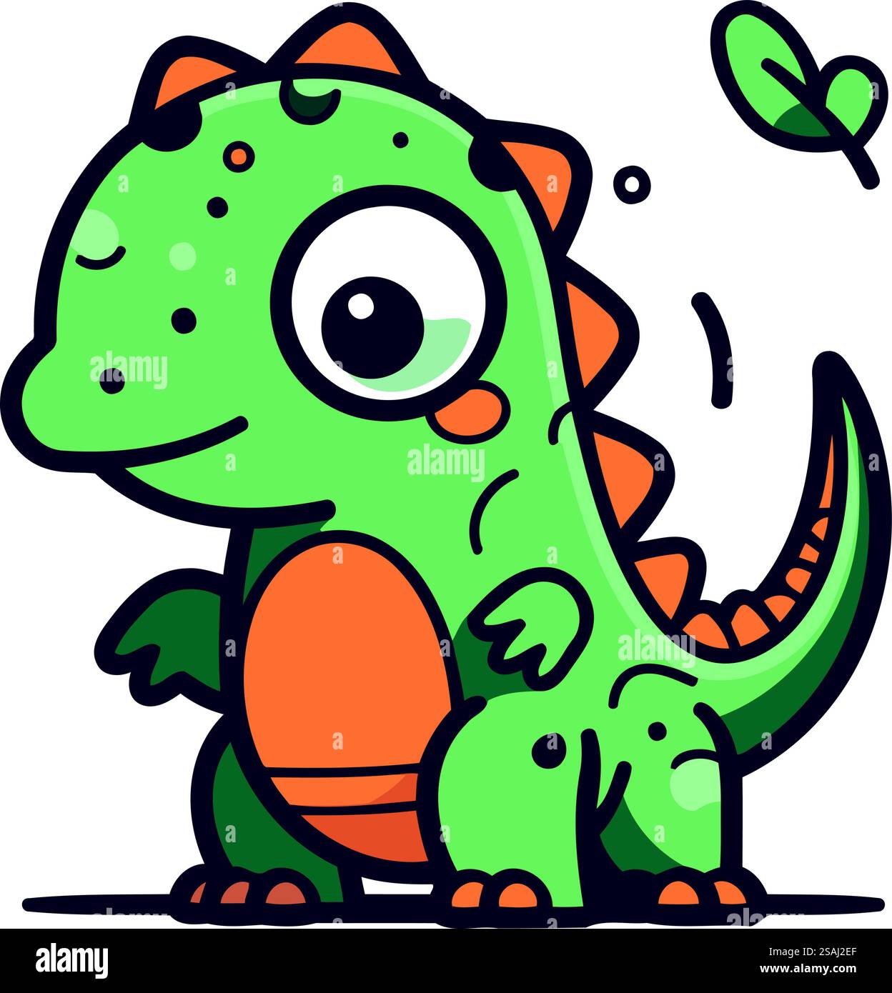Mignon iguane vert de dessin animé. Illustration vectorielle de reptile drôle. Illustration de Vecteur