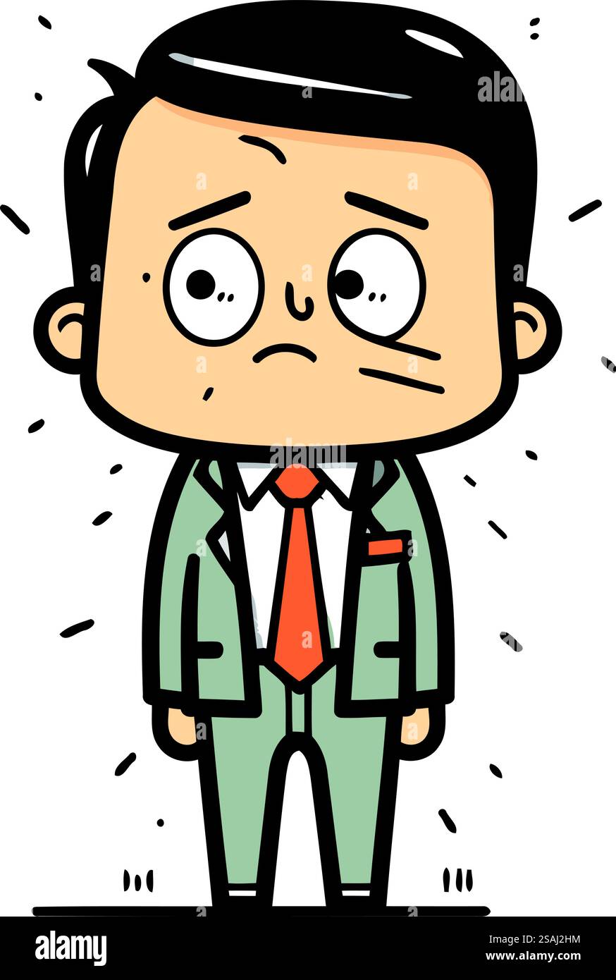 Homme triste en costume et cravate. Illustration vectorielle dans le style de bande dessinée. Illustration de Vecteur