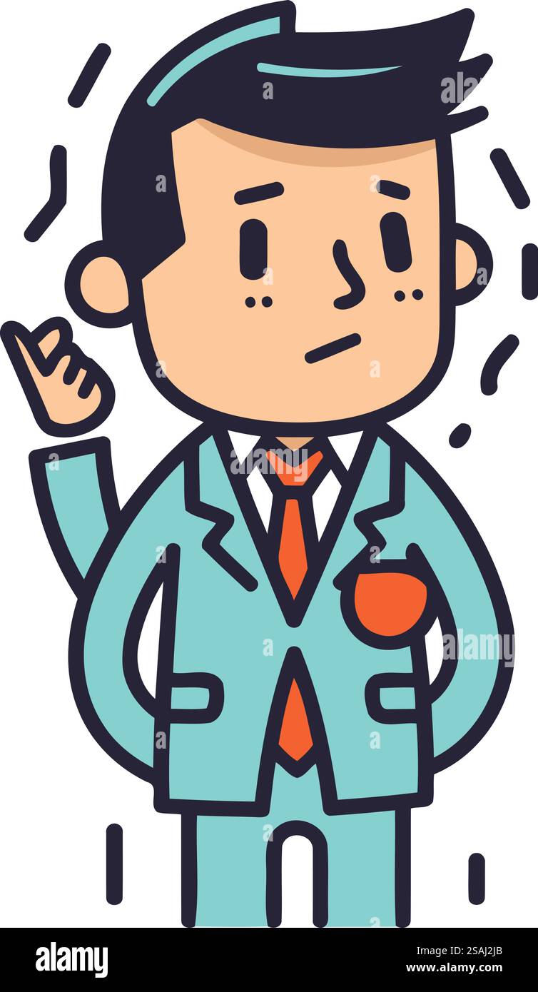 Illustration vectorielle d'un homme dans un costume d'affaires montrant les pouces vers le haut. Illustration de Vecteur