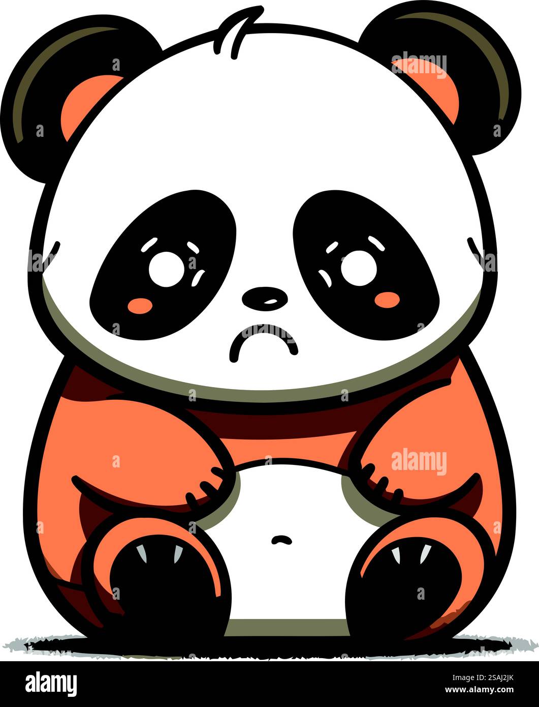 Mignon panda assis avec une expression triste. Illustration vectorielle de dessin animé. Illustration de Vecteur