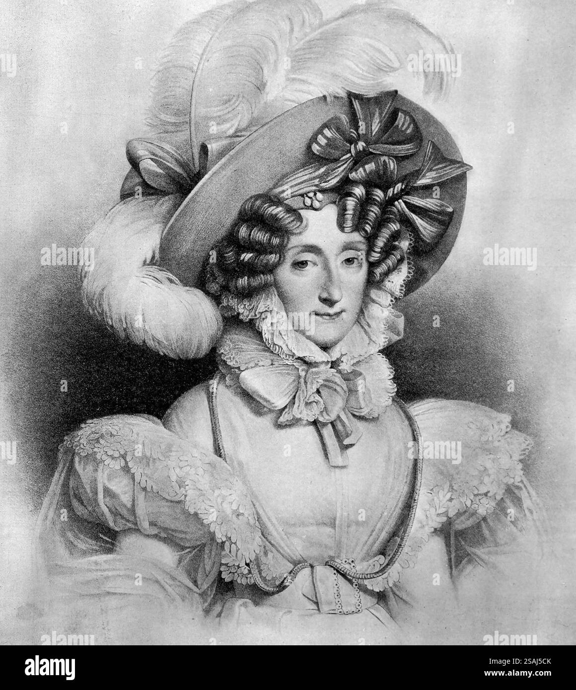Portrait de Marie-Amélie de Naples et de Sicile (1782-1866) Reine consort de Français et épouse de Louis Philippe I. lithographie de Noël. Banque D'Images