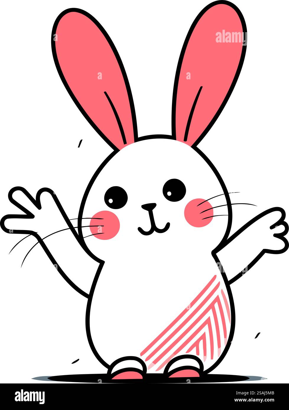 Dessin animé mignon de lapin isolé sur fond blanc. Illustration vectorielle dans le style plat. Illustration de Vecteur