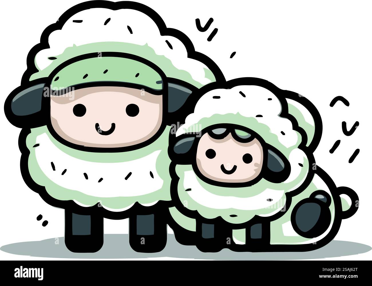 Conception d'illustration vectorielle de personnage animal de bande dessinée mignon de famille de moutons. Illustration de Vecteur