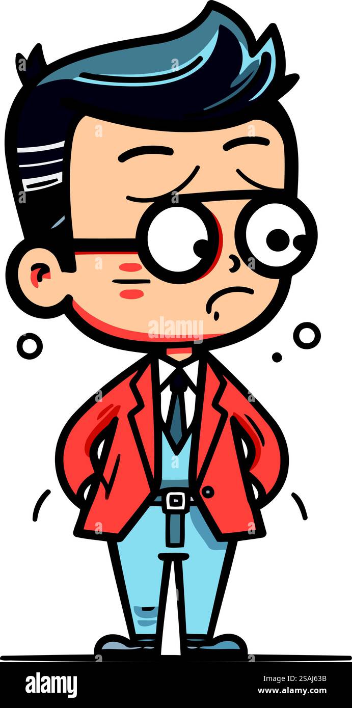 Illustration vectorielle de personnage de dessin animé homme en colère. Homme d'affaires en lunettes. Illustration de Vecteur