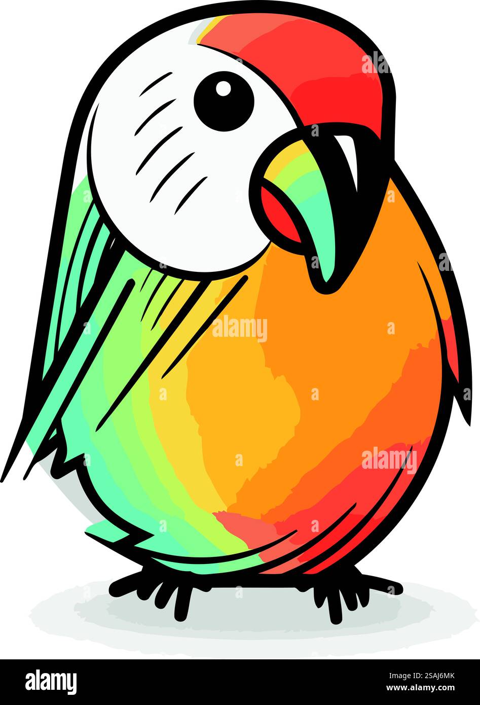 Illustration vectorielle de dessin animé perroquet mignon. Icône de perroquet colorée. Illustration de Vecteur