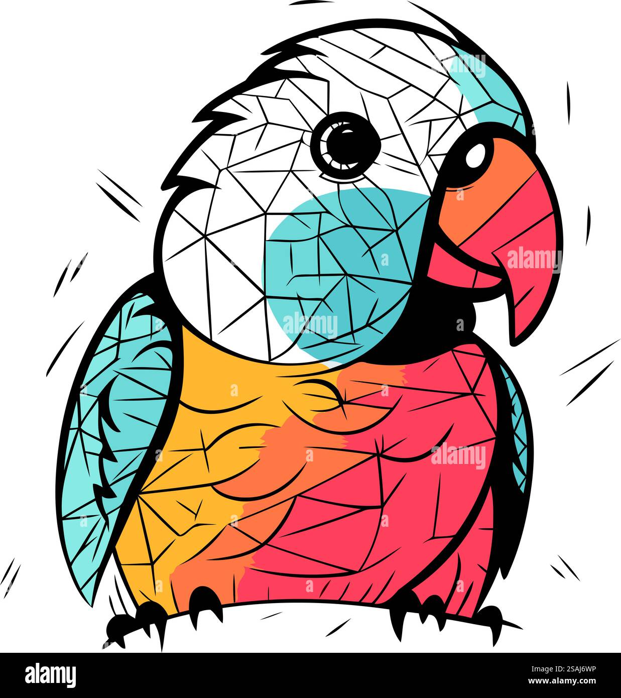 Perroquet dans le style d'un vitrail. Illustration vectorielle Illustration de Vecteur