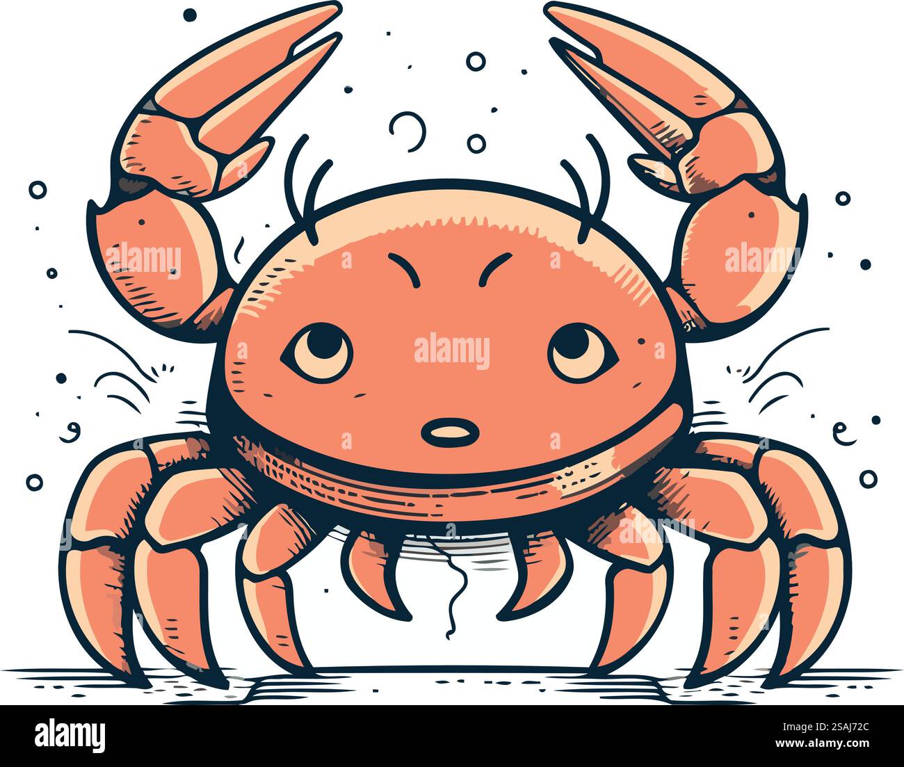 Crabe. Illustration vectorielle dessinée à la main mignonne dans le style de bande dessinée. Illustration de Vecteur