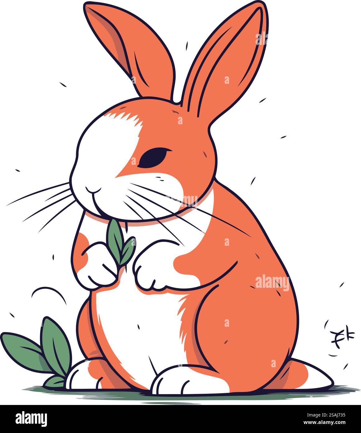 Mignon lapin de dessin animé assis sur le sol. Illustration vectorielle pour votre conception Illustration de Vecteur