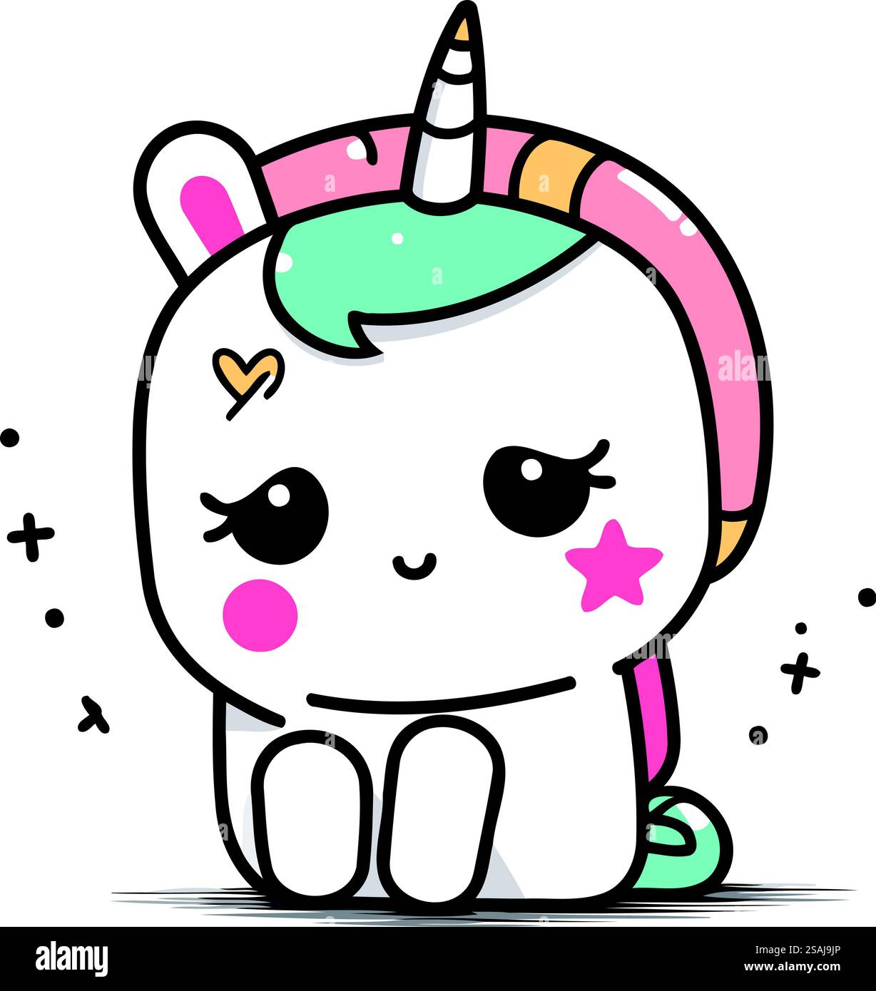 Jolie licorne. Illustration vectorielle. Isolé sur fond blanc. Illustration de Vecteur